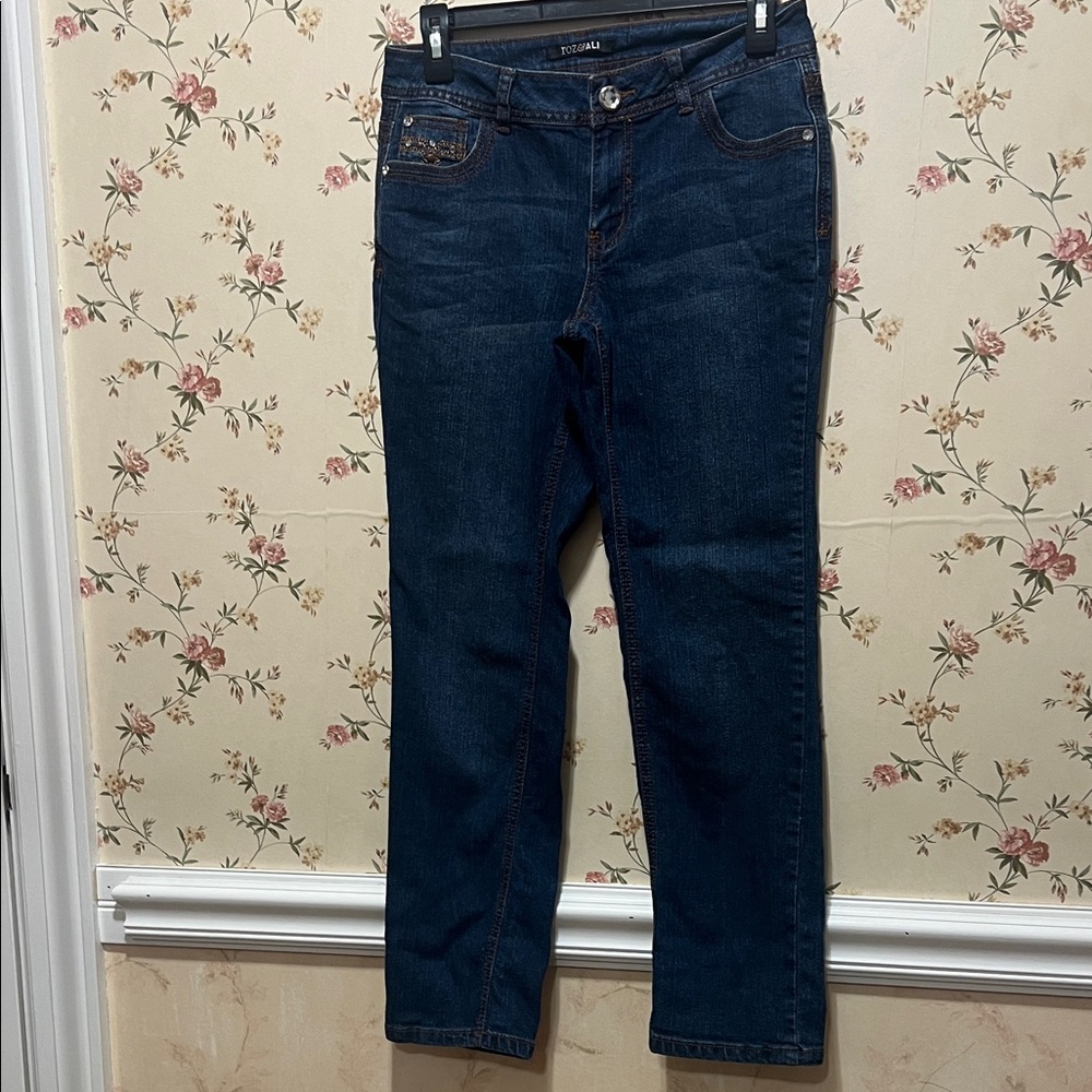 Roz & Ali Dark Blue Straight Leg Jeans Size 4P
